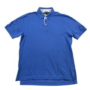 Tommy Hilfiger Polo Shirt Mens Large Blue 100% Cotton Golf Business Casual